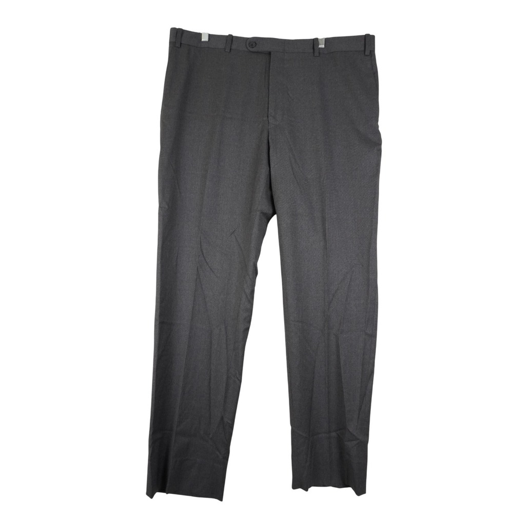 Peter Millar Gray Pure Wool Mens Dress Pants Trousers Size 42x31 Flat Front